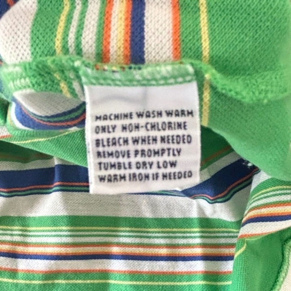Polo Ralph Lauren Shirt Medium Green Striped Pima Cotton Short Sleeve Preppy - Picture 5 of 5